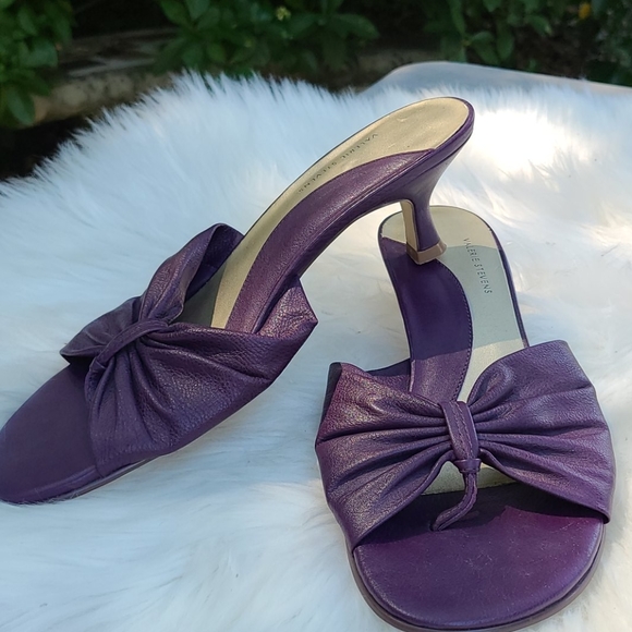 purple kitten heel sandals